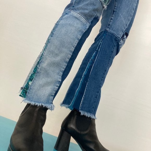 Custom Distressed Boro Sashiko Acid Faded Blue Jeans - Picture 15 of 17